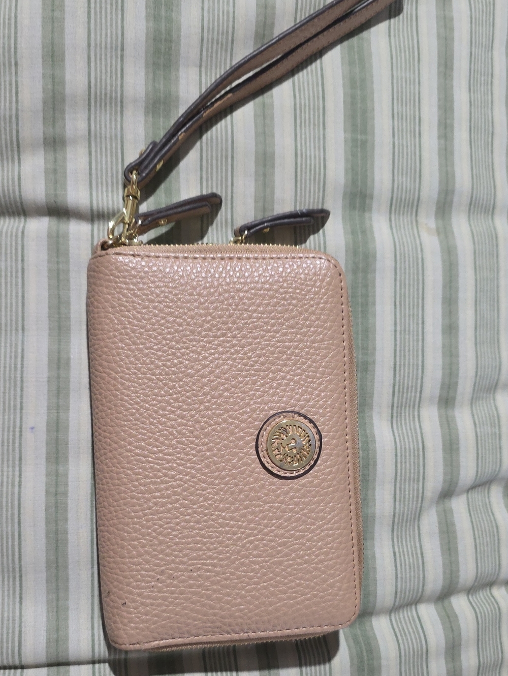 Women's Pebbled Zip Wristlet Wallet - Blush Pink
